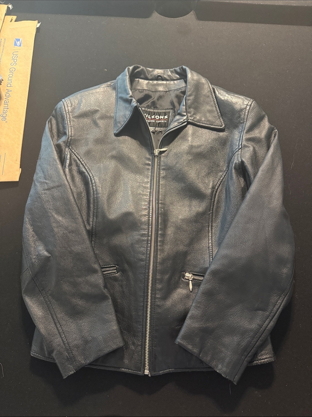 Wilson Black Leather Zip-Front Jacket